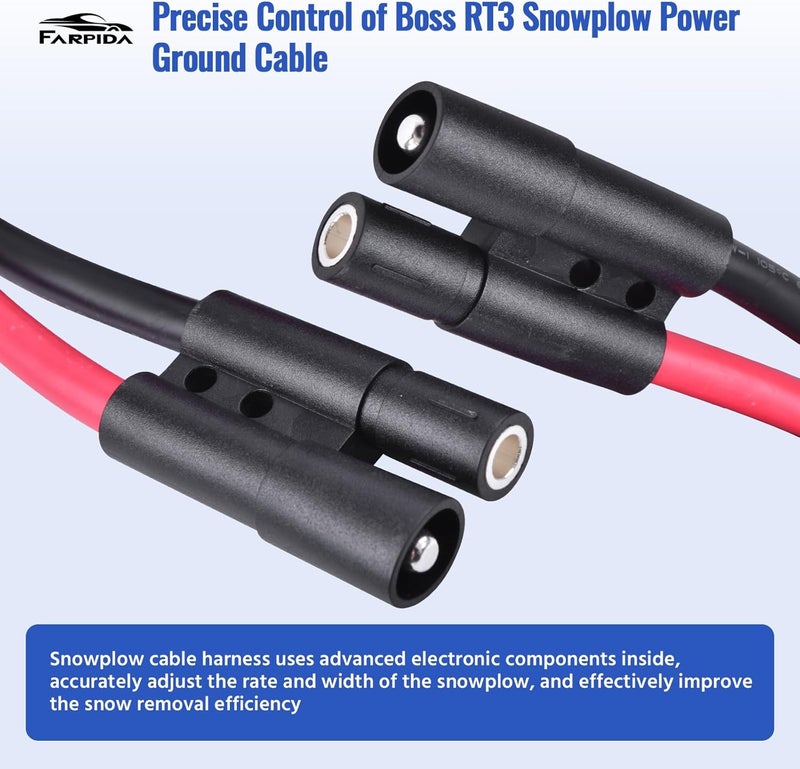 Farpida HYD01684 1304740 Truck Side Power Ground Cable 90" Fit for BOSS Plows Snow Plow Harness Repair Power/Ground Cable Truck Side Repair Harness Kit Replace BOSS HYD01684 - Image 4